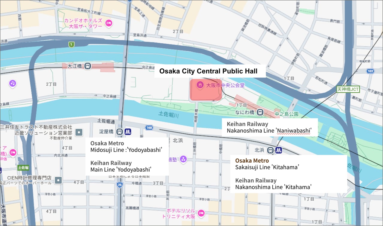 Map of Osaka City Central Public Hall